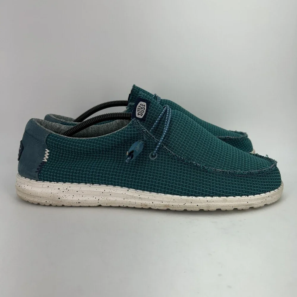 Hey Dude Wally Sport Mesh Shoes Mens Size 13 Teal Slip On Casual Loafers